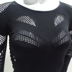 Alexander McQueen Black Mesh Cut Out Top