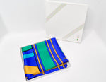 Rolex Vintage 1980s Blue & Green Silk Wave Print Scarf