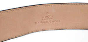 Gucci Navy & Beige Gold Tone- GG Supreme Monogram Canvas & Leather Belt