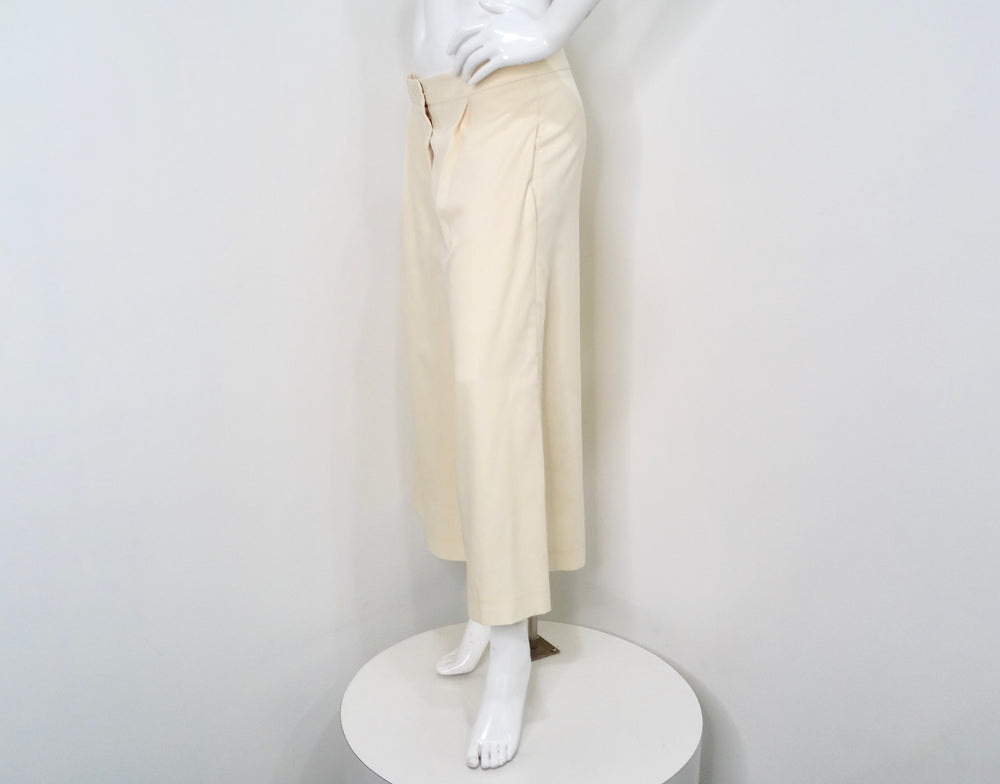 Stella McCartney Cream Wide-Leg Cropped Trousers