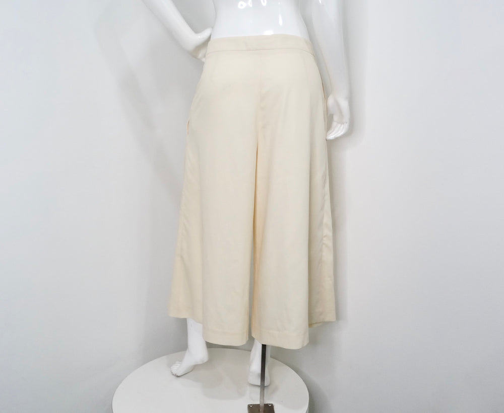 Stella McCartney Cream Wide-Leg Cropped Trousers
