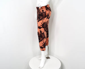 Prada Pink Hibiscus Print Cropped Silk Trousers circa 2014