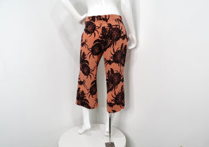 Prada Pink Hibiscus Print Cropped Silk Trousers circa 2014