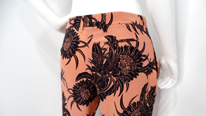 Prada Pink Hibiscus Print Cropped Silk Trousers circa 2014