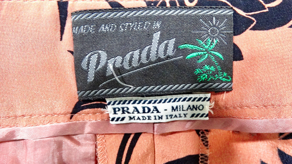 Prada Pink Hibiscus Print Cropped Silk Trousers circa 2014