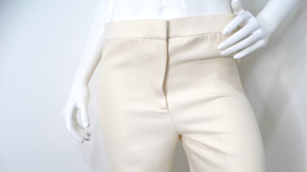 Celine High-Rise Cream Wide Leg Flare Trousers