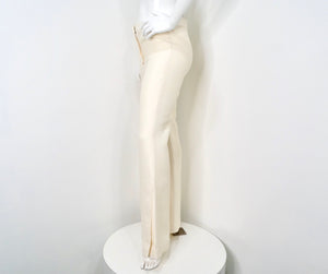 Celine High-Rise Cream Wide Leg Flare Trousers