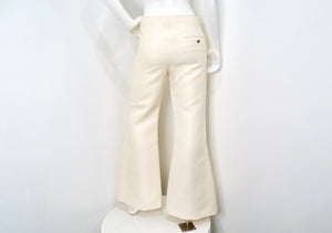 Celine High-Rise Cream Wide Leg Flare Trousers