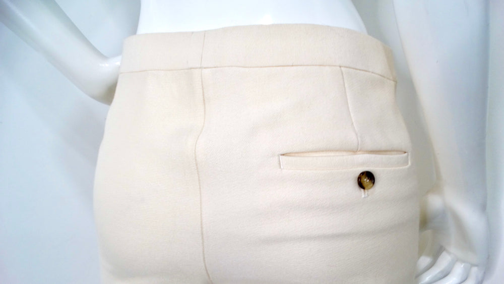 Celine High-Rise Cream Wide Leg Flare Trousers