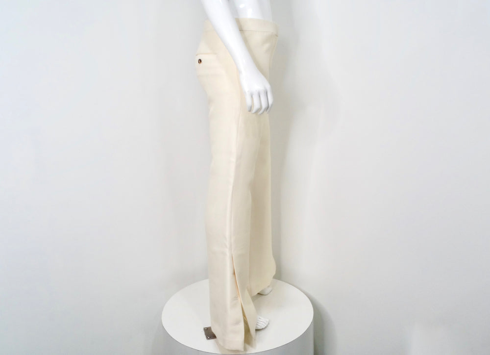 Celine High-Rise Cream Wide Leg Flare Trousers