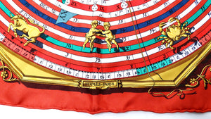 Hermes "Dies et Hore" 40 cm Red Astrology Print Silk Scarf