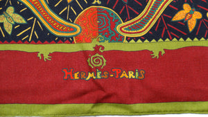 Hermes "Legende Kuna Peuple de Panama" 90 cm Cashmere Tribal Print Scarf