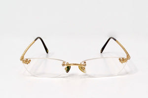 Tiffany & Co. Clear Gold Plated Rimless Eyeglasses With Crystal Details