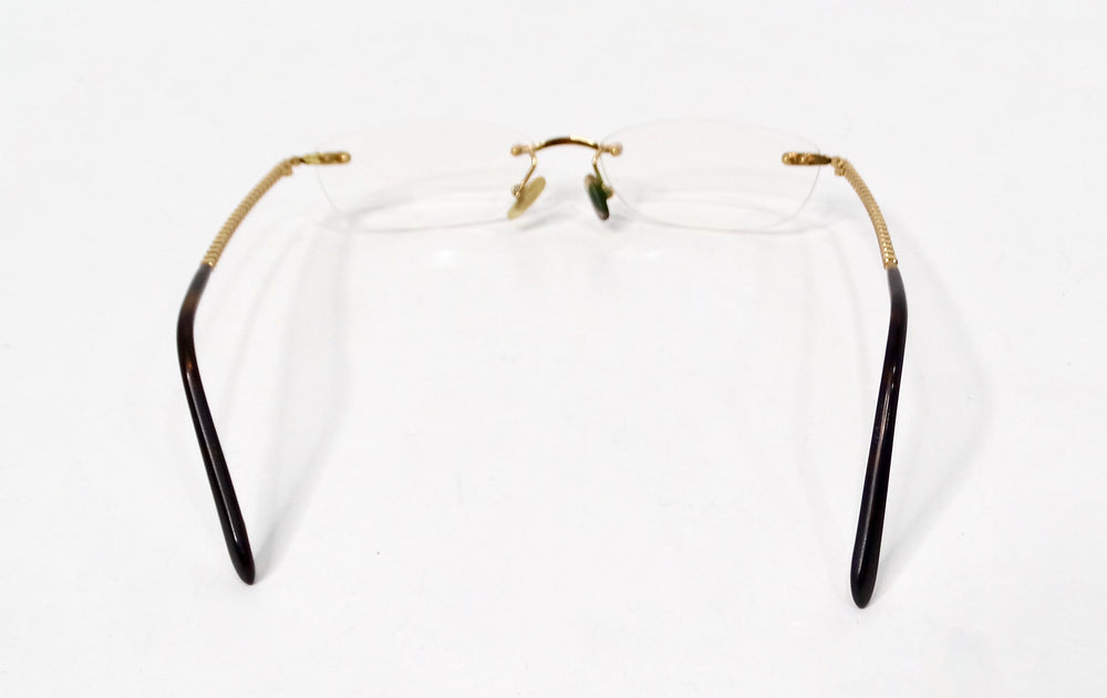 Tiffany & Co. Clear Gold Plated Rimless Eyeglasses With Crystal Details