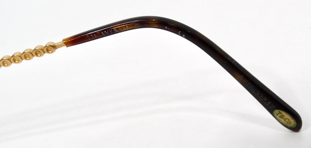 Tiffany & Co. Clear Gold Plated Rimless Eyeglasses With Crystal Details