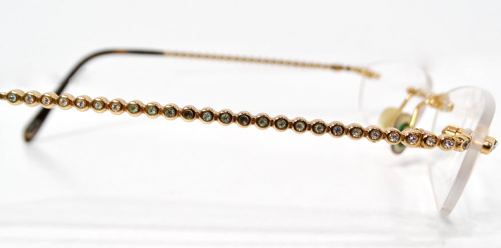 Tiffany & Co. Clear Gold Plated Rimless Eyeglasses With Crystal Details