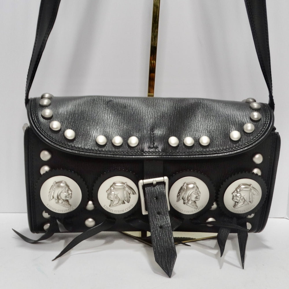 Gucci Vintage Logo Messenger Shoulder Bag Black in Leather with Silver-tone  - US