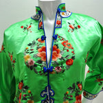 1970s Bright Green Satin Chinese Pajamas