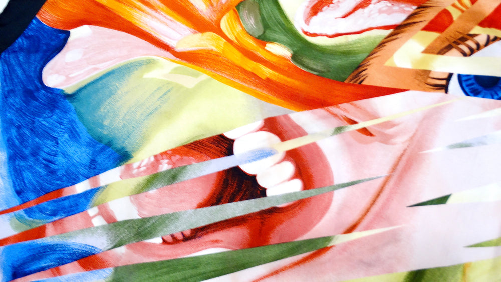 Louis Vuitton x James Rosenquist Abstract Pop Art Silk Print Scarf circa 1987
