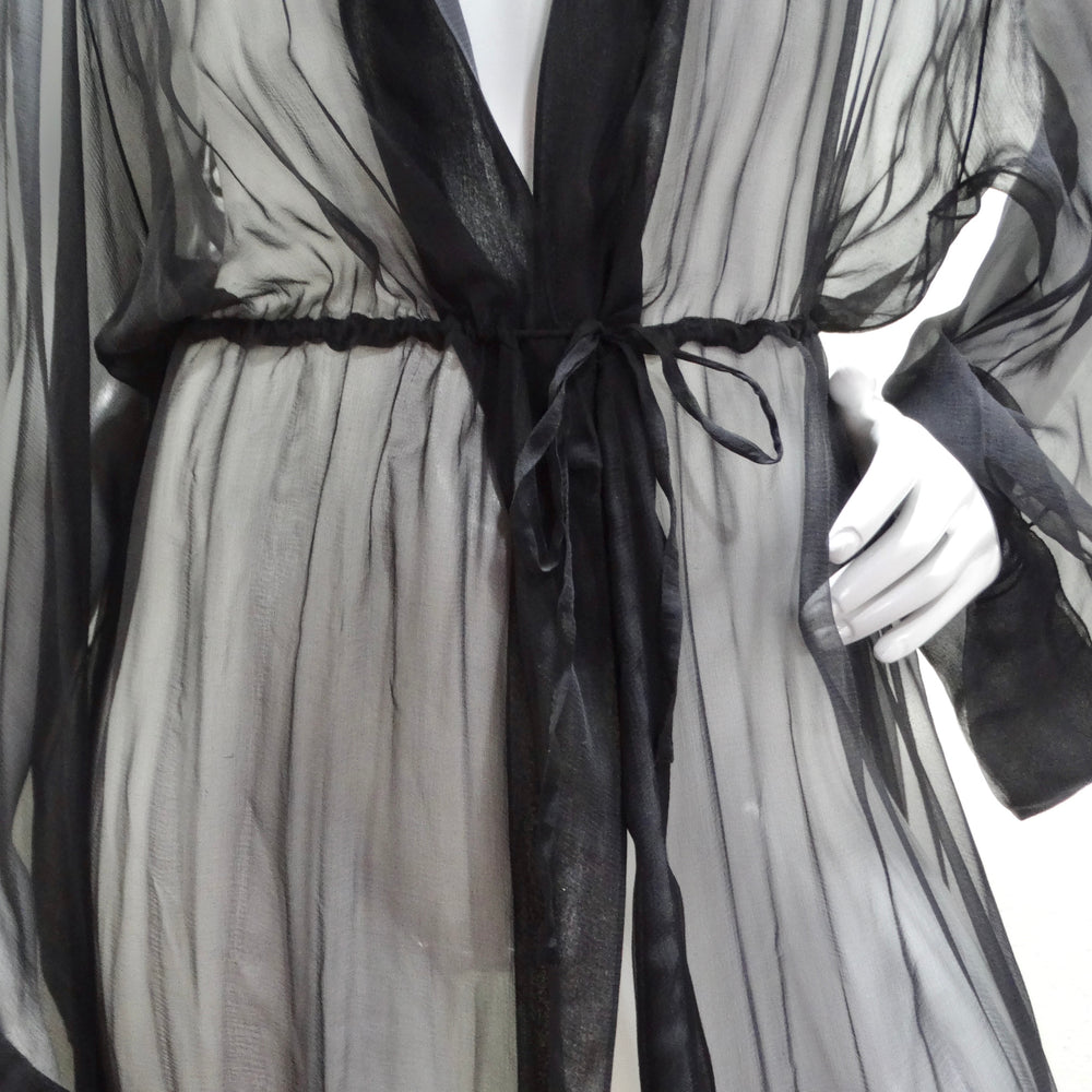 1980s Sheer Silk Hooded Robe