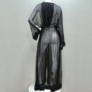 1980s Sheer Silk Hooded Robe