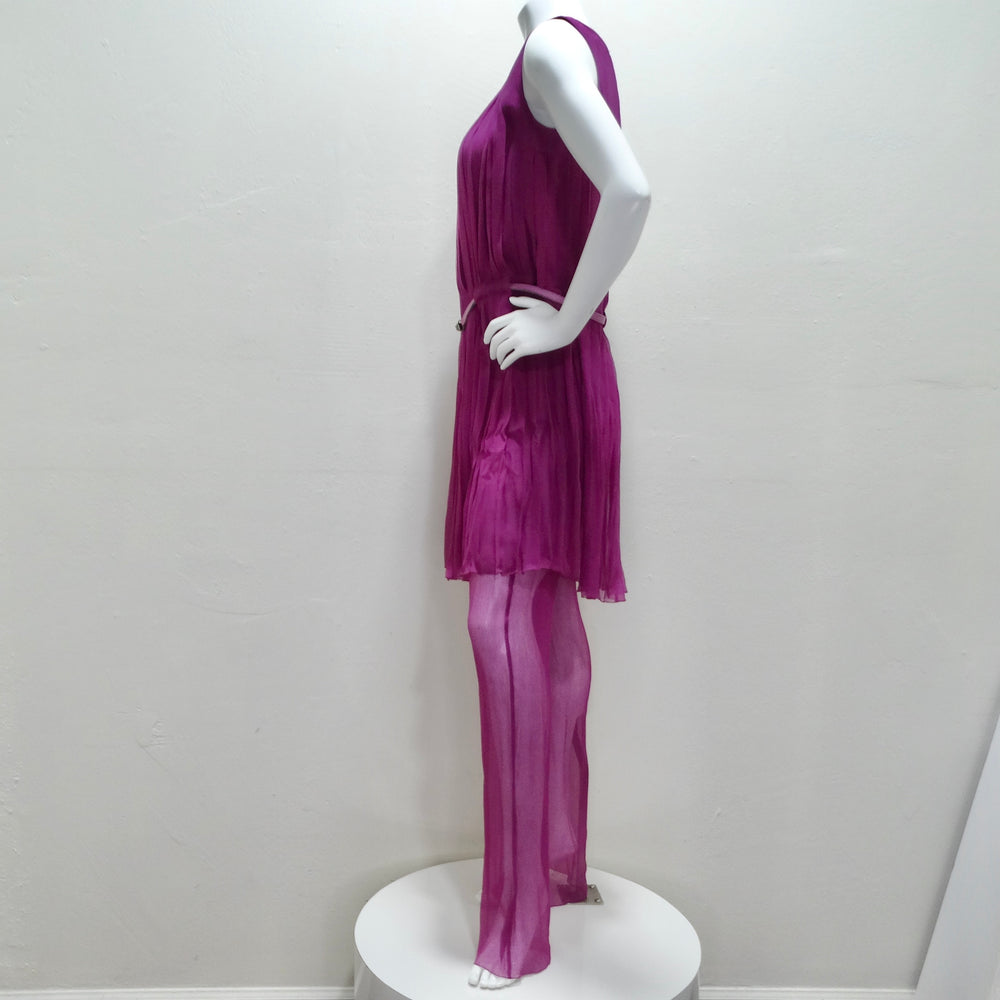 Chanel 2000 Purple Silk Dress, Pant & Belt Set
