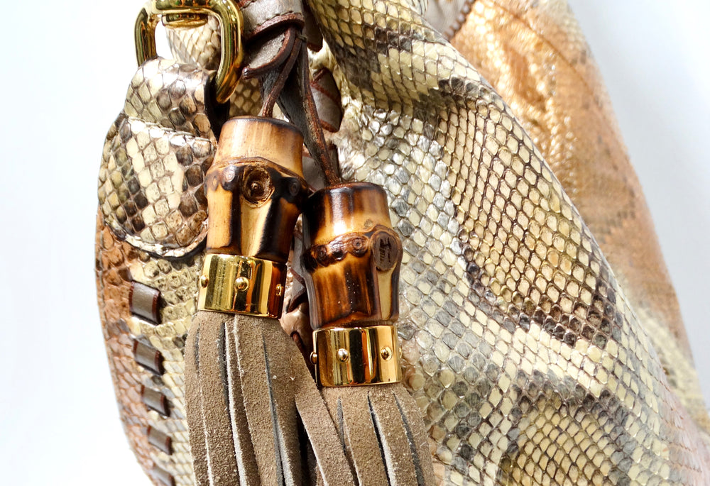 Tom Ford for Gucci Large Iridescent Python Jackie Hobo Bag circa 1990s
