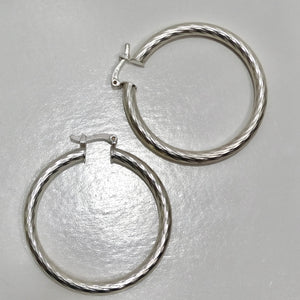 1980s Silver 925 Hoop Earrings