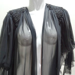 1980s Black Sheer Embellished Robe