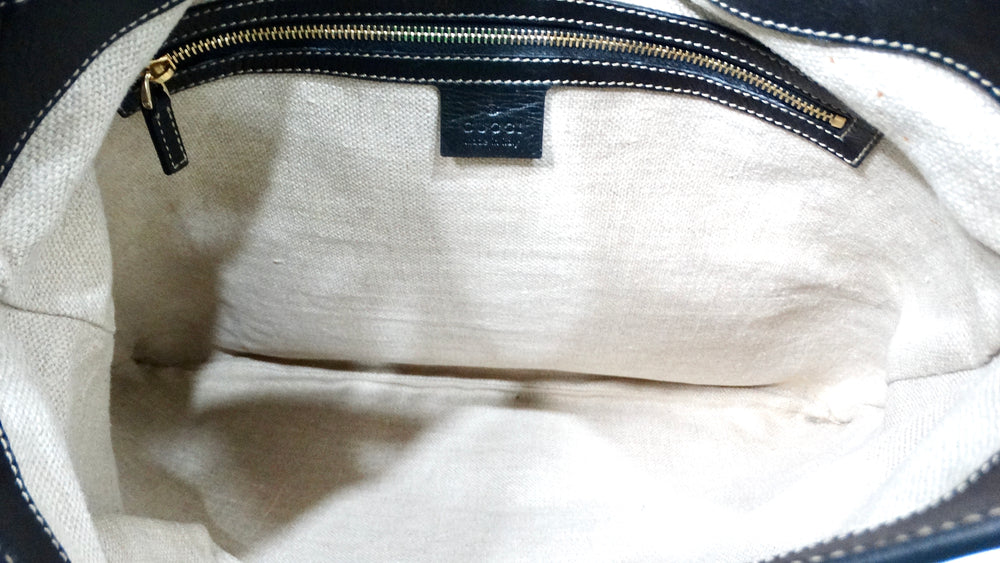 Gucci Large Flora Print Canvas & Black Leather Jackie Hobo Bag