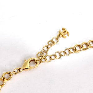 Chanel 18K Gold Plated Logo Multi Gemstone Lariat Necklace