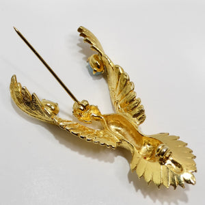 18K Gold Plated Vintage Eagle Brooch