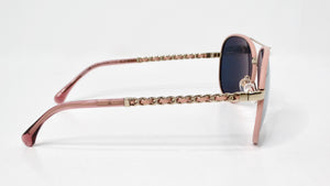 Chanel Light Pink Metal Polarized Pilot Winter Aviator Sunglasses