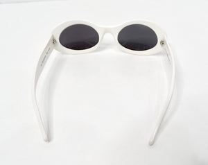Gucci White Oval Goggle Style GG Tinted Sunglasses circa Y2K