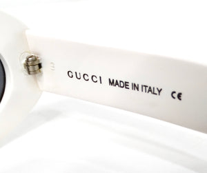 Gucci White Oval Goggle Style GG Tinted Sunglasses circa Y2K