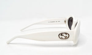 Gucci White Oval Goggle Style GG Tinted Sunglasses circa Y2K