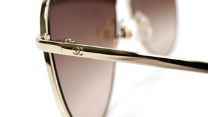 Chanel 4231 Pilot Gold-Tone Metal Frame & Brown Tinted Lens Aviator Sunglasses