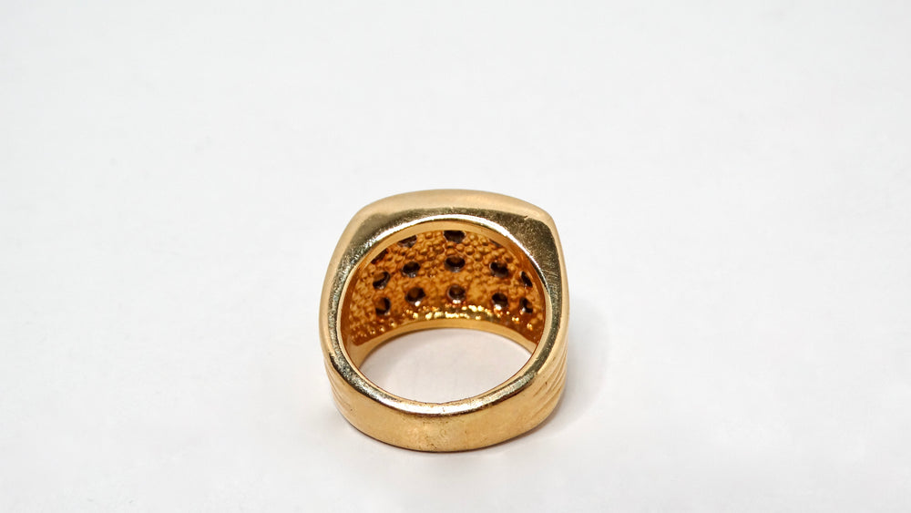 1990s Large 18k Gold Plated Linear Synthetic Crystal 5-Row Cocktail Ring