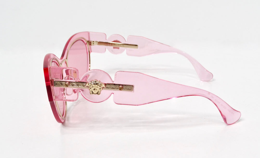 Versace Medusa Pink Transparent Butterfly Frame Sunglasses circa Y2K