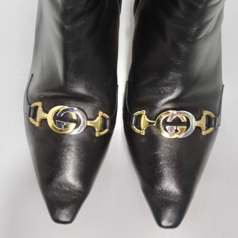 Gucci Leather Zumi Kitten Heel Ankle Boots