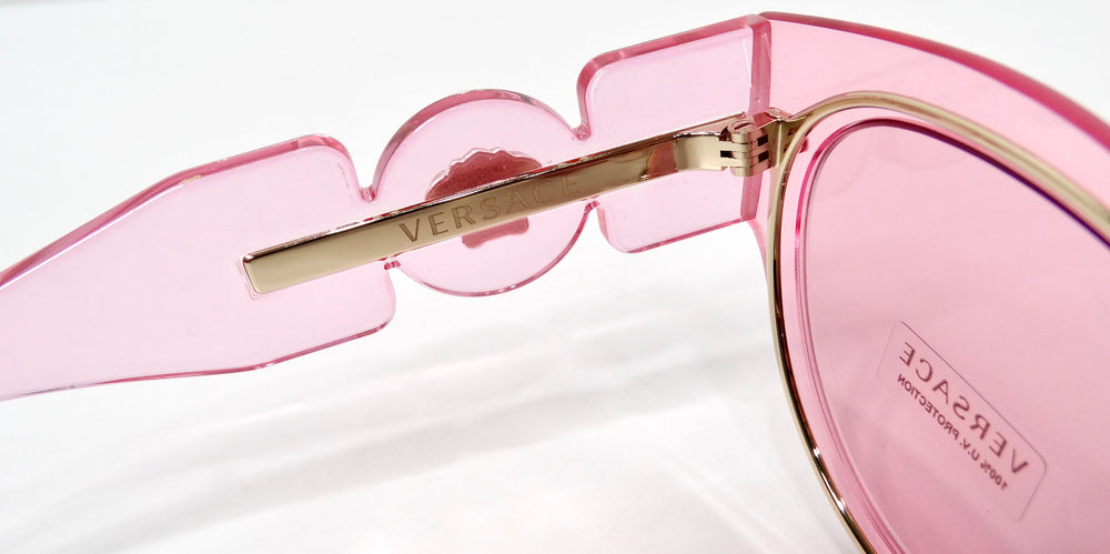 Versace Medusa Pink Transparent Butterfly Frame Sunglasses circa Y2K