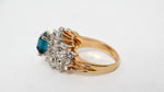 1990s 18k Gold Plated Crystal Cluster Synthetic Topaz Cocktail Ring