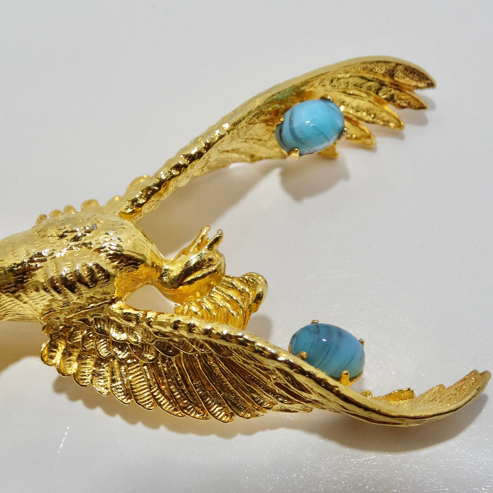 18K Gold Plated Vintage Eagle Brooch