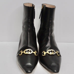 Gucci Leather Zumi Kitten Heel Ankle Boots