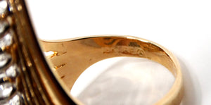 1990s Layered 18k Gold Plated V-Shape Crystal Fashion Ring