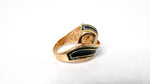 1990s 18k Gold Plated & Green Enamel Striped Ribbon Style Cocktail Ring