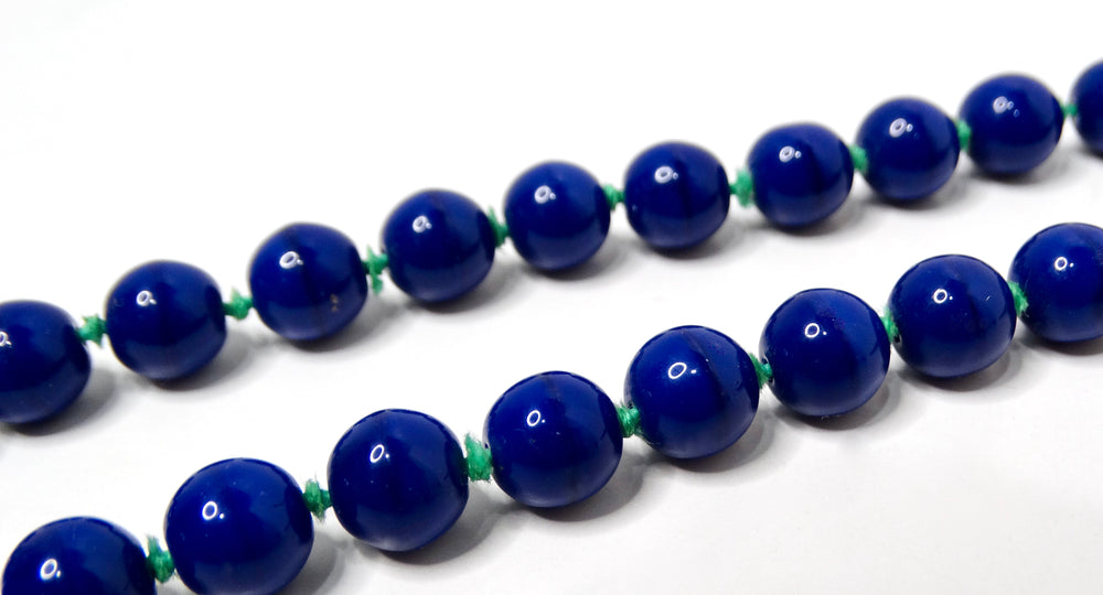 Costume Blue Lapis & Jade Style Beaded Buddha Necklace