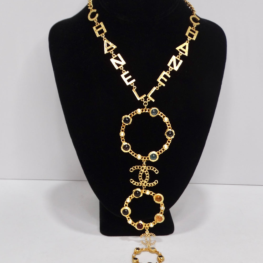 Chanel Vintage Rare Gold Plated CC Ring Turnlock Necklace - LAR Vintage