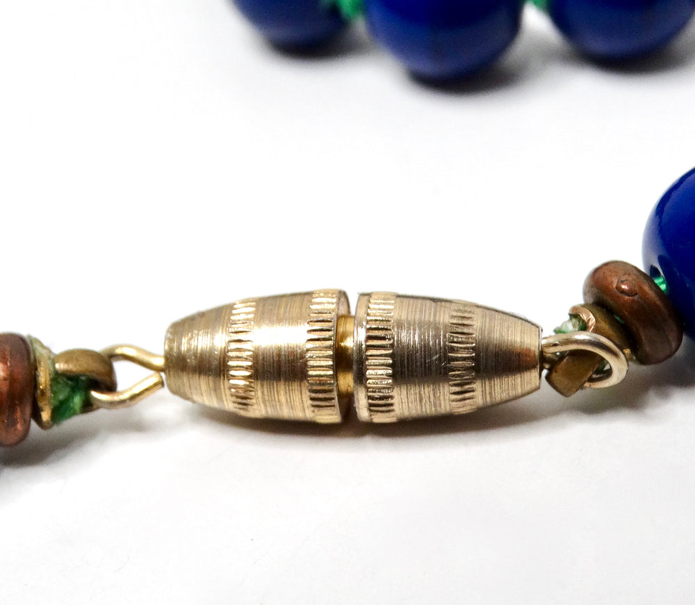 Costume Blue Lapis & Jade Style Beaded Buddha Necklace