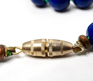 Costume Blue Lapis & Jade Style Beaded Buddha Necklace
